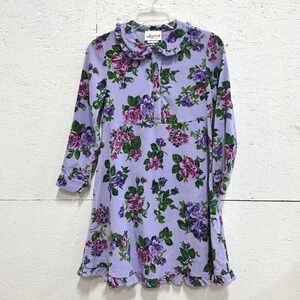 Storybook Heirlooms Kids Size 10 Dress Purple Floral Corduroy Cottagecore Ruffle